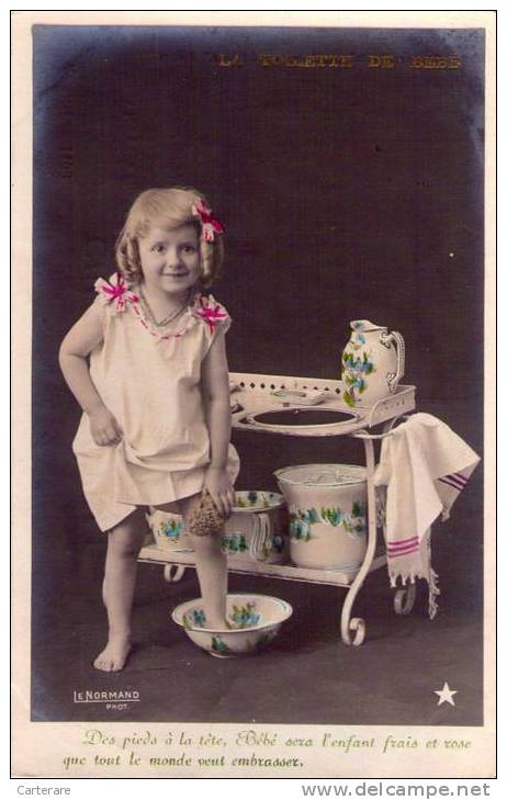 Cpa,1907,lot De 5 Cartes Postales,la Toilette De Bébé ,dont 1 En Double,rare, - Baby's