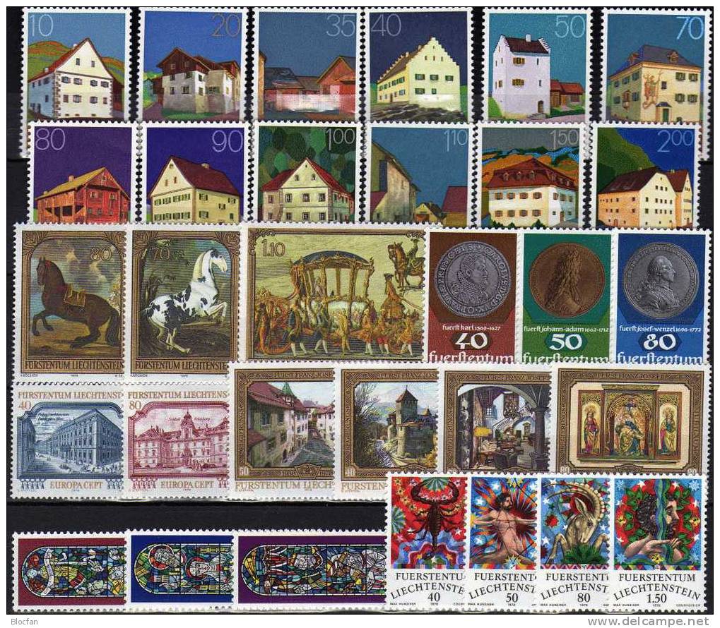 CEPT Denkmal Gebäude Schloß Münzen Tierkreiszeichen Gemälde Christmas Liechtenstein Jahr 1978 ** 29€ Set From Fürstentum - Vollständige Jahrgänge