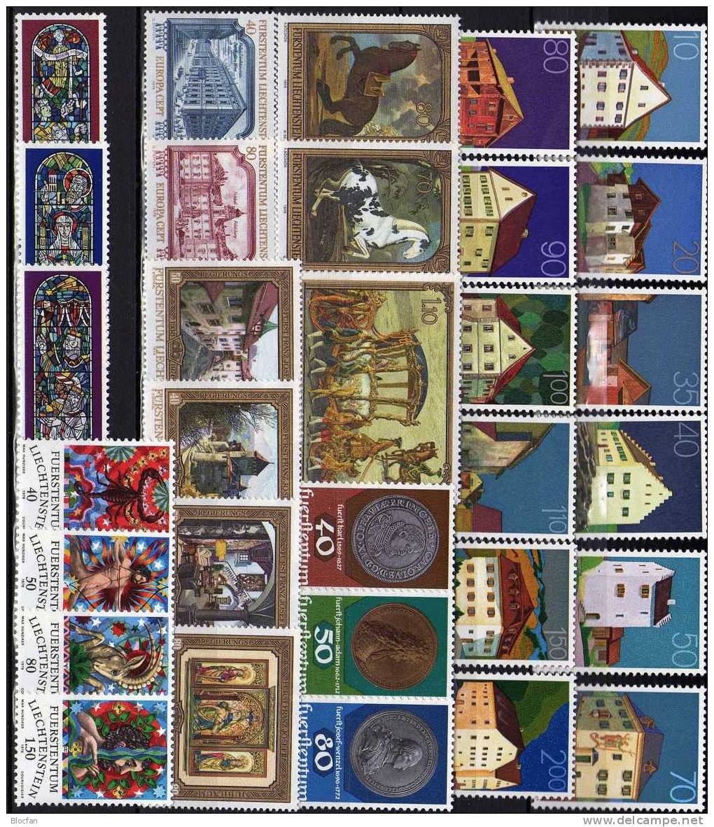 CEPT Denkmal Gebäude Schloß Münzen Tierkreiszeichen Gemälde Christmas Liechtenstein Jahr 1978 ** 29€ Set From Fürstentum - Années Complètes