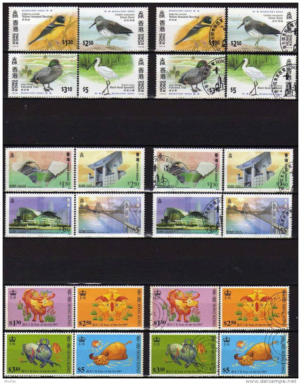 Zugvögel Jahr Des Ochsen Brücke Hongkong 785/8,811/4,815/8 ** Plus O 28€ Bird Embroidery Architecture Set From HONG KONG - Sammlungen (im Alben)