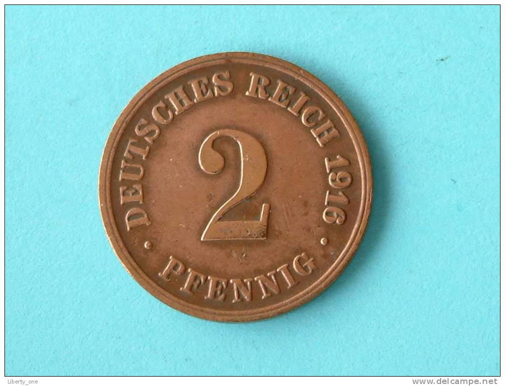 1916 D - 2 PFENNIG / KM 16 ( For Grade , Please See Photo ) ! - 2 Pfennig