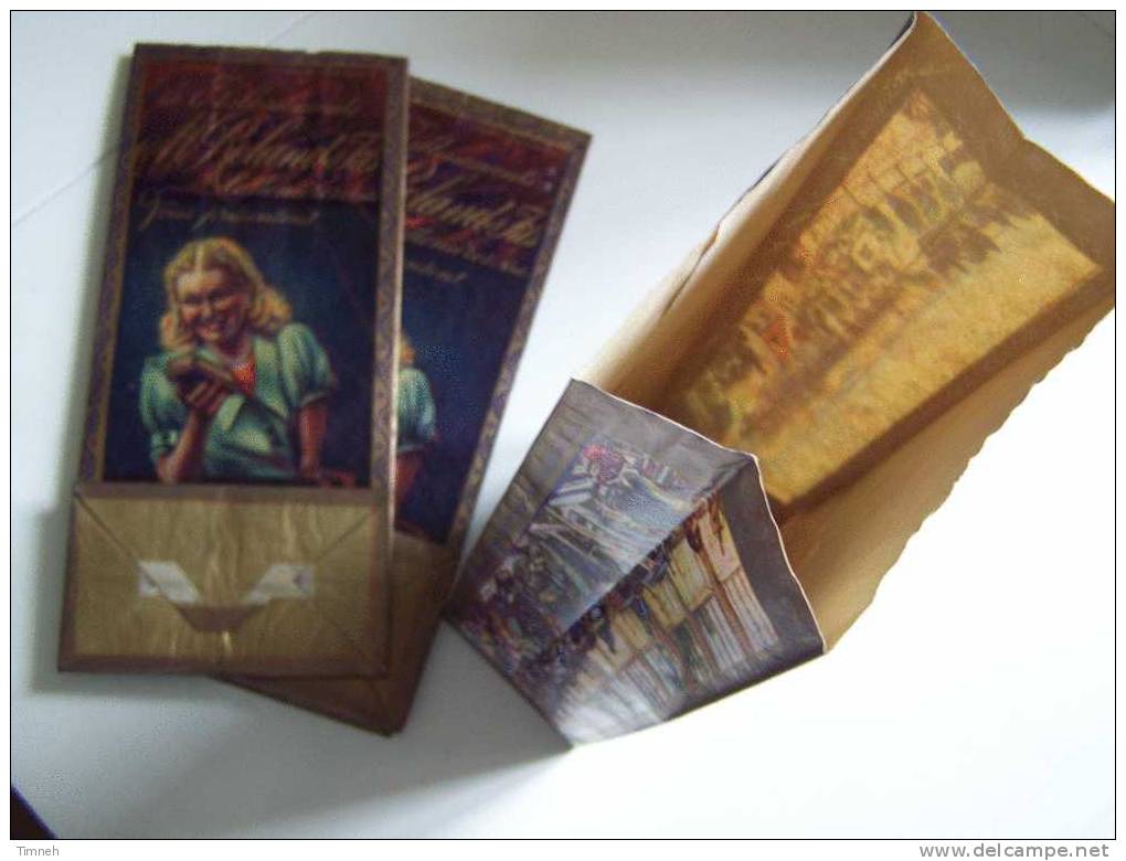 2 sacs en papier-sachet pochette imprimé publicitaire-établissements M.ROLAND et FILS-1952 Cattenières-sac américain-