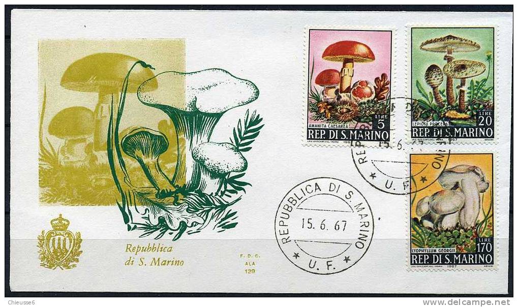 Saint-Marin   N° 698 à 703 Sur 2 Enveloppes 1er Jour - Champignons ( 1 P1 Et 2) - Unused Stamps