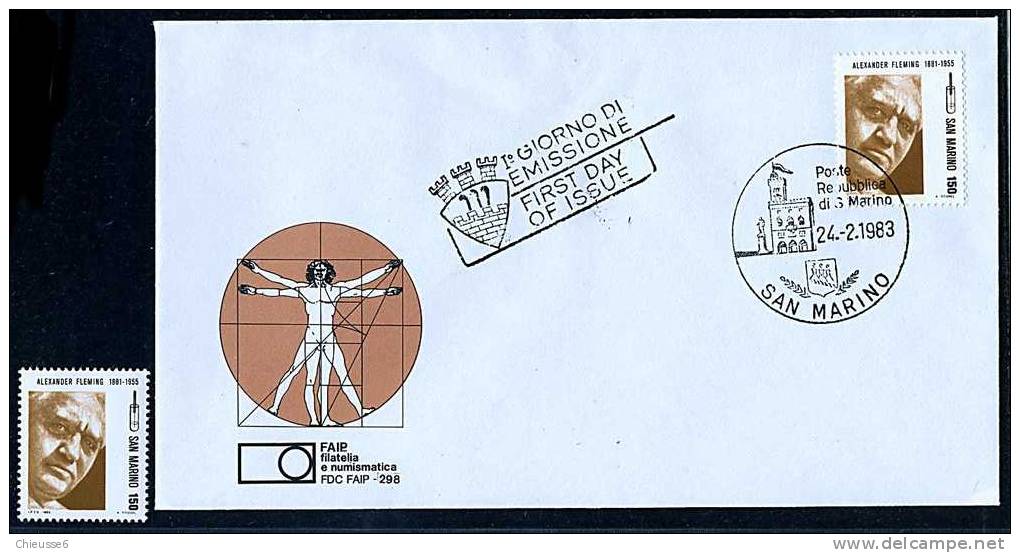 Saint-Marin   N° 1068 + 1071 + Les 2 Sur Enveloppes 1er Jour - Champignons. Fleming, Linneo ( 1 P3) - Used Stamps