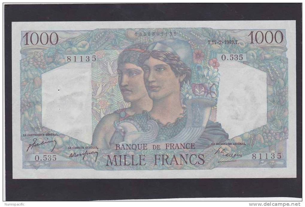 1000 Francs Minerve Et Hercule 1945 Du 17/02/1949 Ref Fay41/25 En SUP+ !! - 1 000 F 1945-1950 ''Minerve Et Hercule''