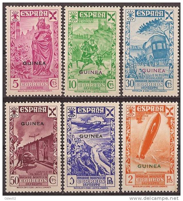 GUIBE01-L3907TEUESAGUI.Guinea Guinee GUINEA ESPAÑOLA  BENEFICENCIA 1938.(Ed 1/6**)s/c.SUPER LUJO.RARA - Guinée Espagnole