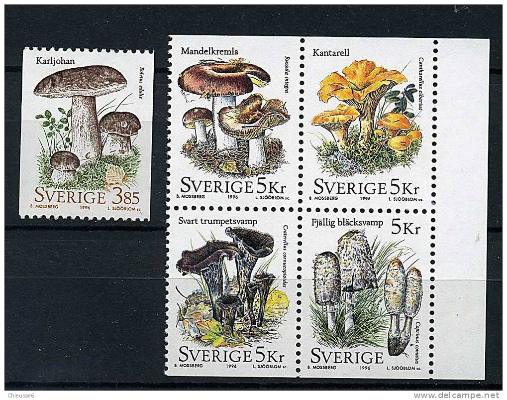 Suède **  N° 1941 à 1945 - Champignons ( 1 P11) - Neufs