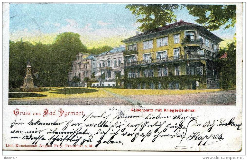 GRUSS Aus BAD  PYRMONT  -  ( Hameln ) - Kaiserplatz Mit Kriegerdenkmal  - 1899  -TRES BELLE CARTE  PRECURSEUR   - - Hameln (Pyrmont)