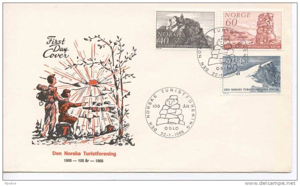 Norway FDC 22-1-1968 The Norwegean Tourist Association 100th Anniversary With Cachet - FDC