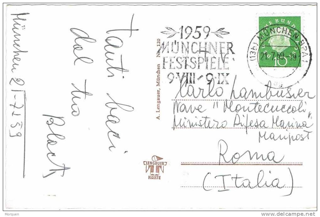 3775. Postal MUNCHEN (Alemania)  1959. Munchen Festspiele - Covers & Documents