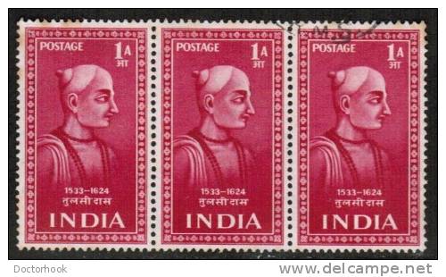 INDIA   Scott #  238  F-VF USED Strip Of 3 - Oblitérés