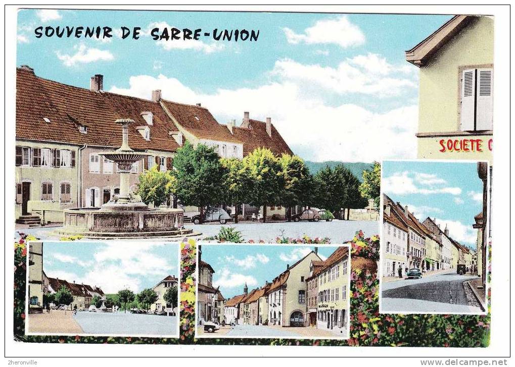 CPSM -67 -  Souvenir De SARRE UNION - Place Fontaine - Sarre-Union