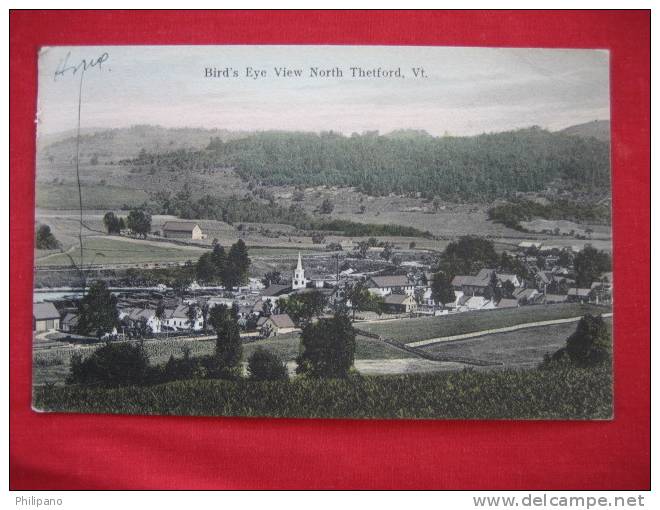 Thetford VT  Birds Eye View    Hand Colored Postally Used Circa 1910   -------------------------------------(ref112) - Autres & Non Classés