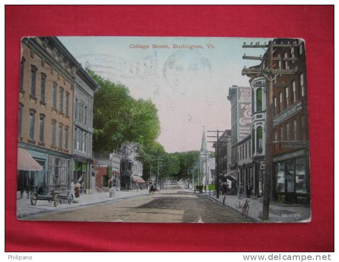 Burlington VT  College Street    1910 Cancel    -------------------------------------(ref112) - Burlington