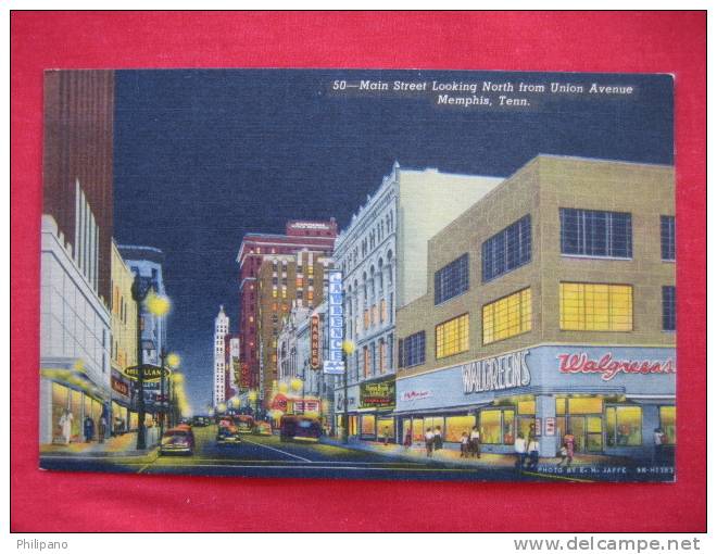 Memphis TN --Main Street At Nite Walgreens   Linen      -------------------------------------(ref112) - Memphis