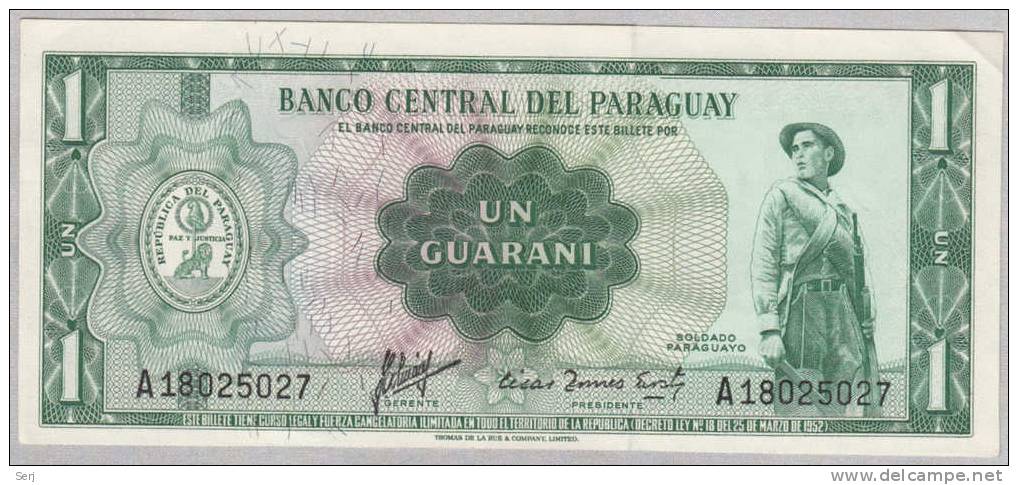 Paraguay 1 Guarani L 1952 AUNC P 192 - Paraguay