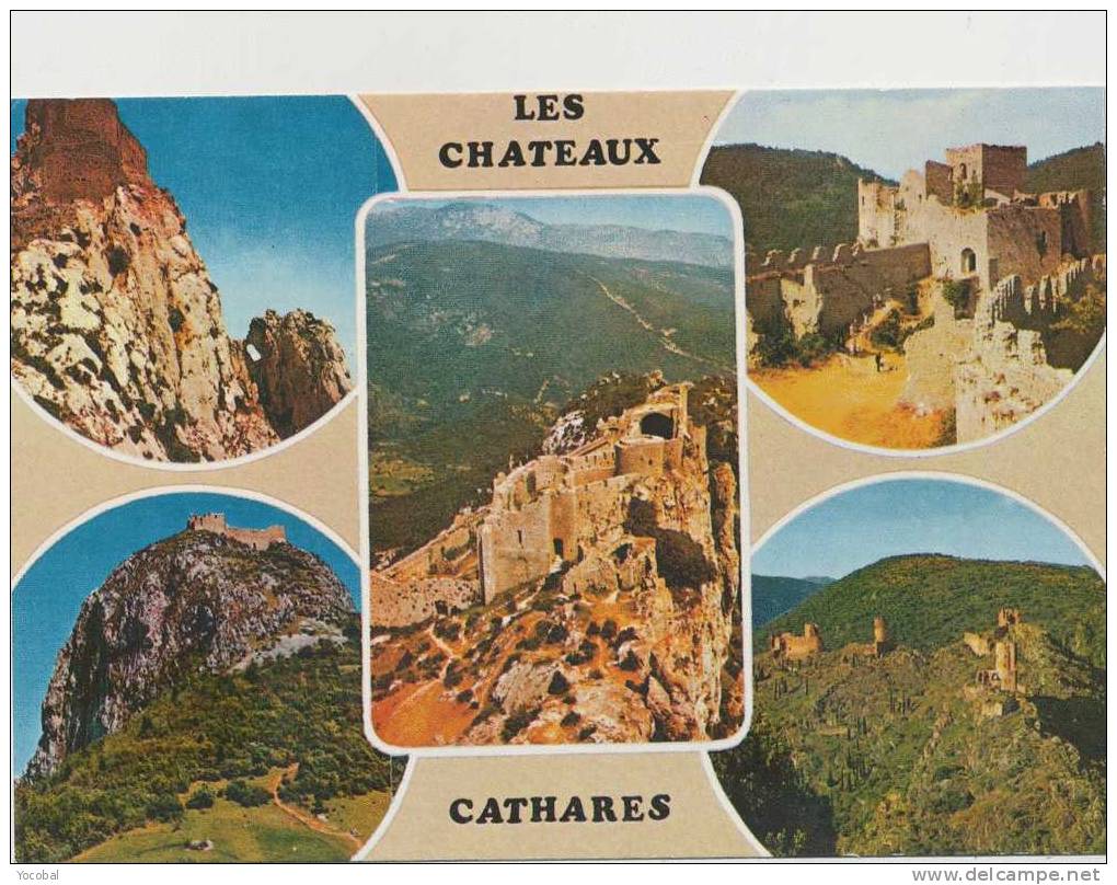 Cp , LANGUEDOC-ROUSSILLON , Les Châteaux Cathares , Multi-Vues - Languedoc-Roussillon