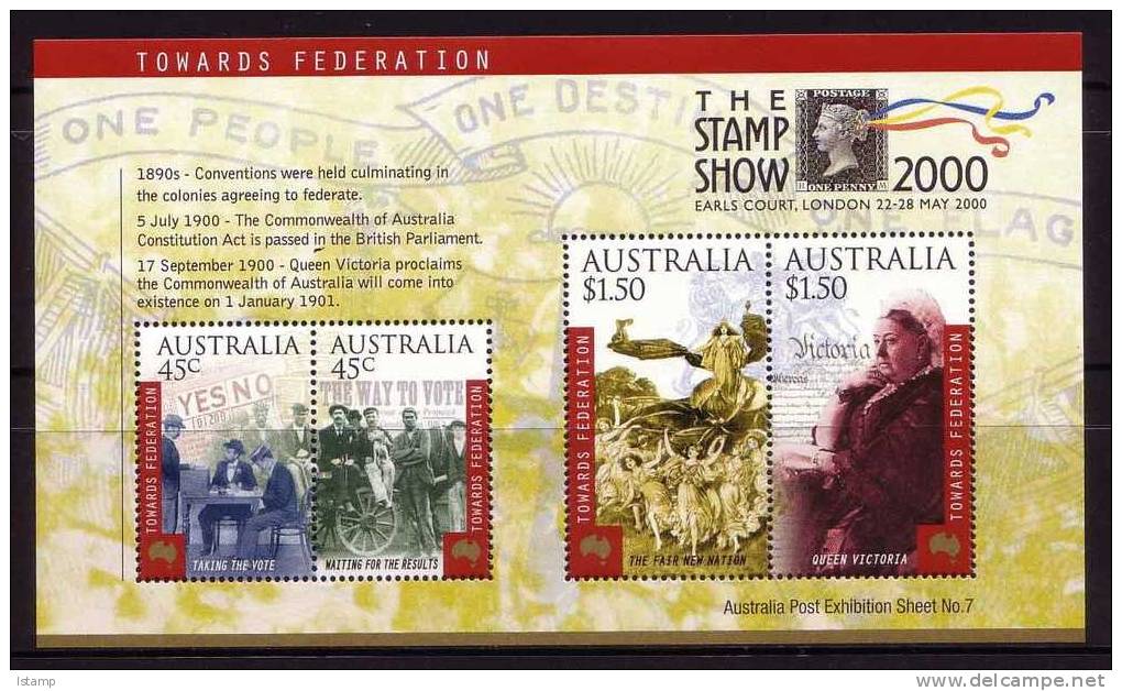 ⭕2000 - Australia TOWARDS FEDERATION 'overprinted LONDON' - Miniature Sheet Stamps MLH⭕ - Blocchi & Foglietti