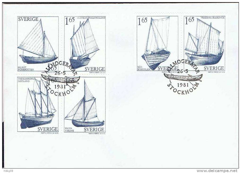 S Schweden 1981 Mi 1152-57 FDC Boote - Covers & Documents