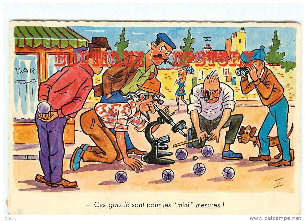 PETANQUE - Mesure Du Point Au Microscope - Partie De Boules - Dos Scané - Boule/Pétanque