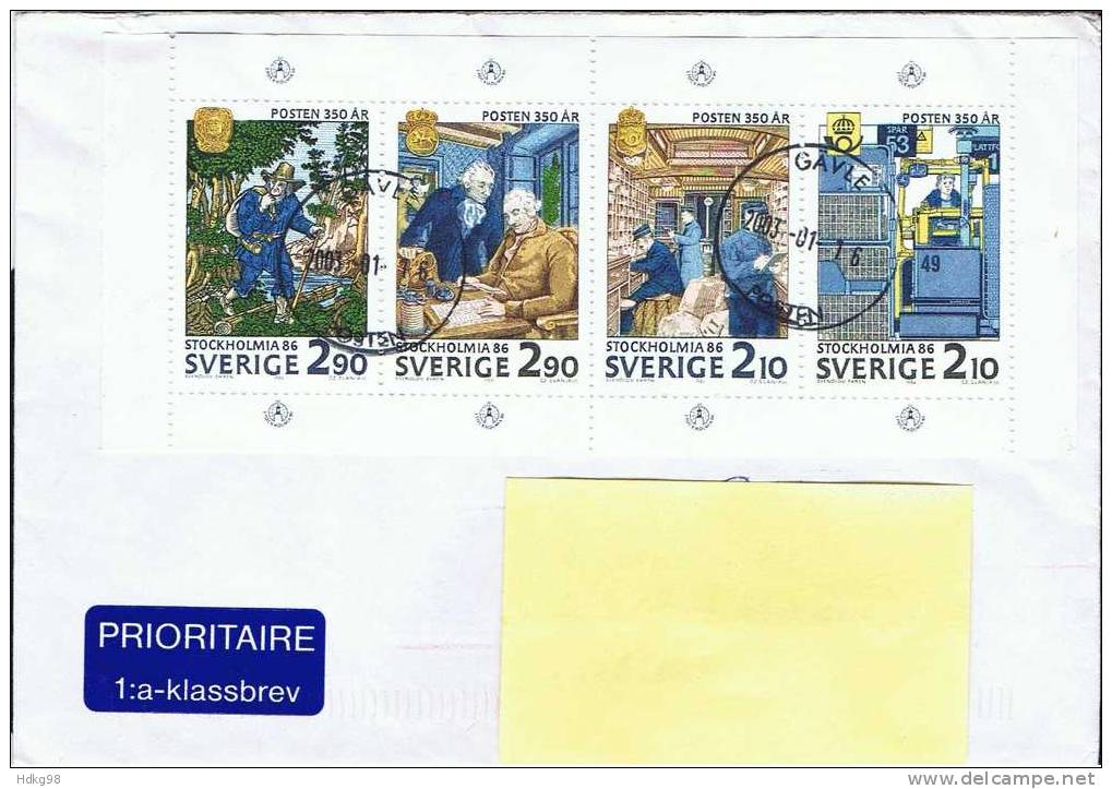 S Schweden 1986 Mi 1399-1402 Schwedische Post - Briefe U. Dokumente
