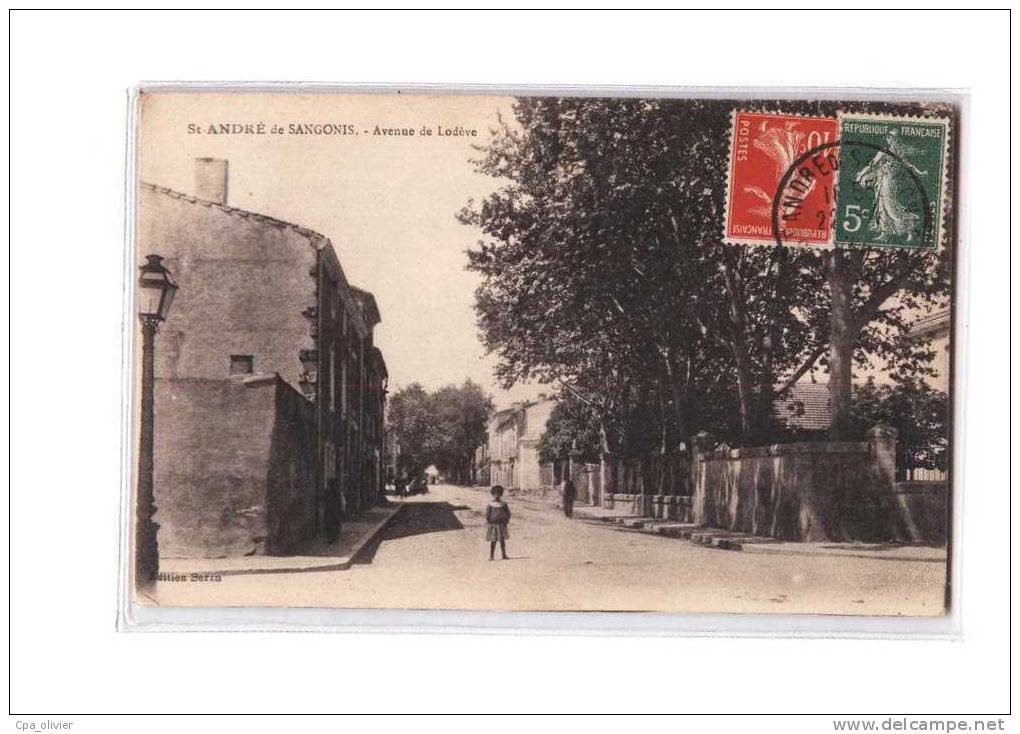 34 ST ANDRE SANGONIS (envs Gignac) Avenue De Lodève, Animée, Ed Serin, 192? - Autres & Non Classés