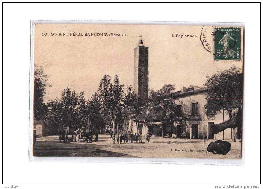 34 ST ANDRE SANGONIS (envs Gignac) Esplanade, Animée, Ed Froment 10, 1911 - Autres & Non Classés