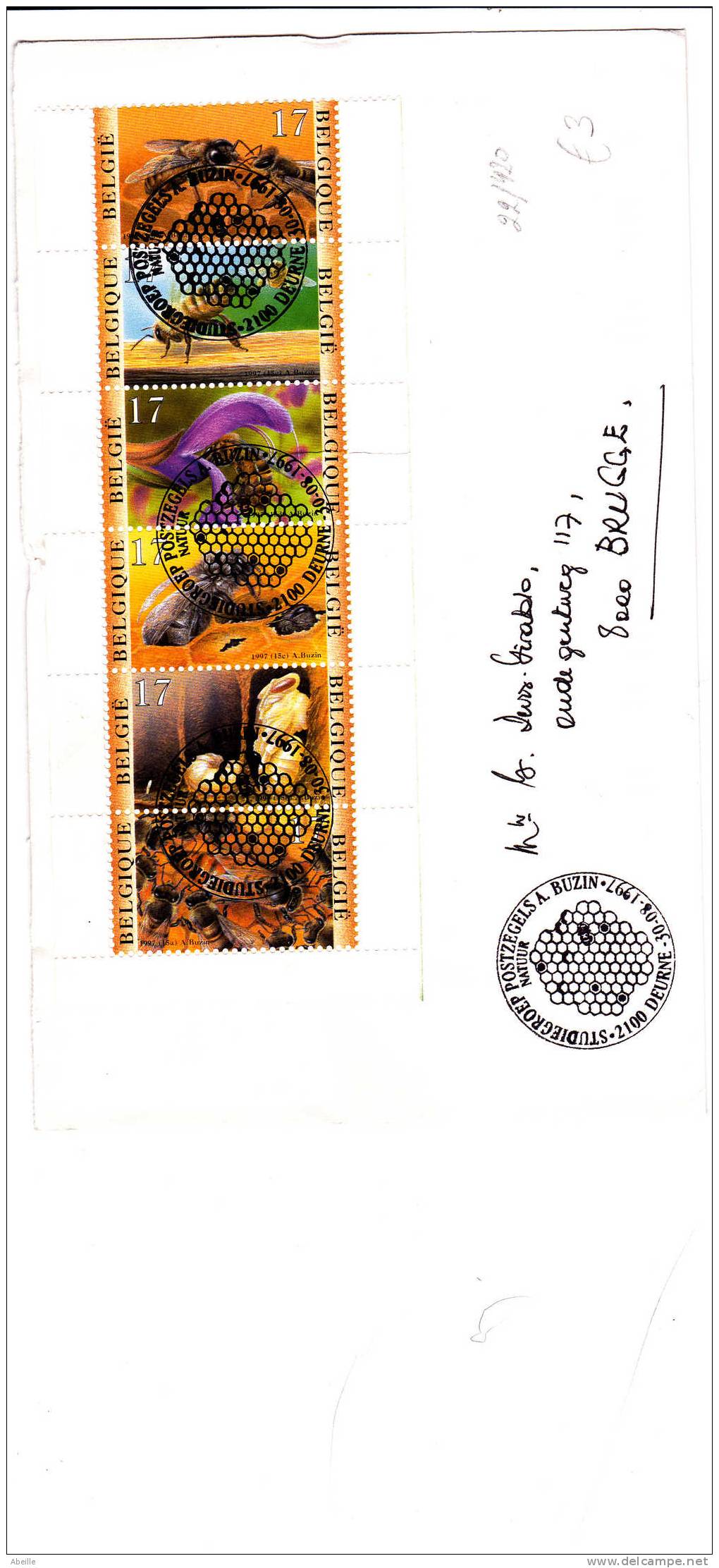 22/420    LETTRE BELGE TIMBRES CARNET - Honeybees