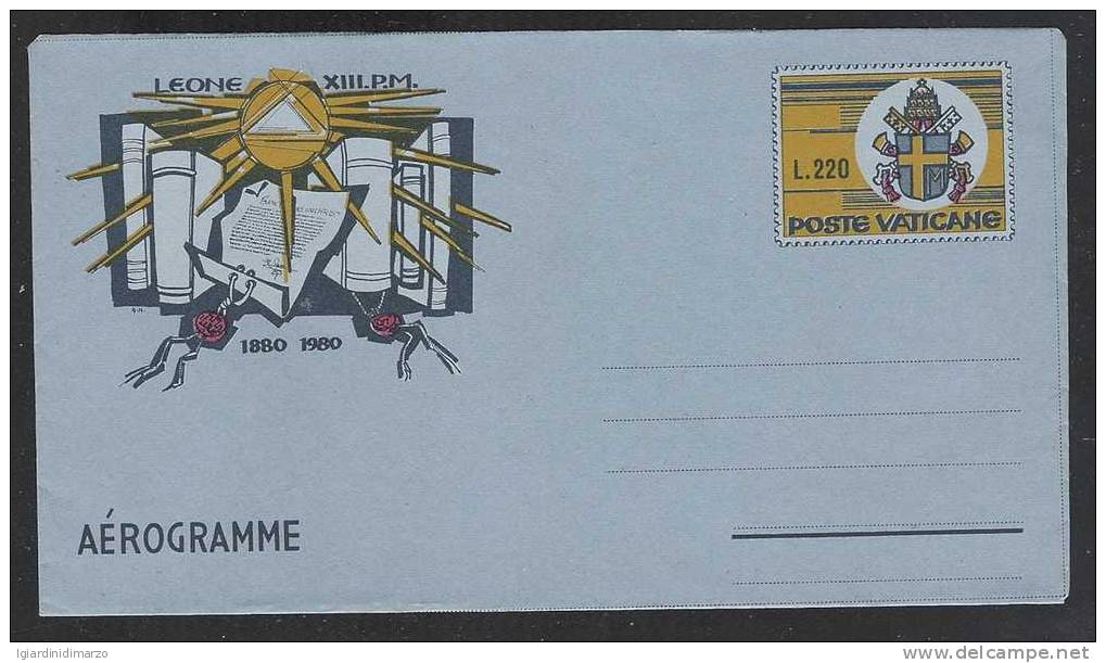 VATICANO 1980 - AEROGRAMMA Nuovo Da Lire 220 - Emissione Dedicata All' ACHIVIO SEGRETO - In Buone Condizioni. - Enteros Postales