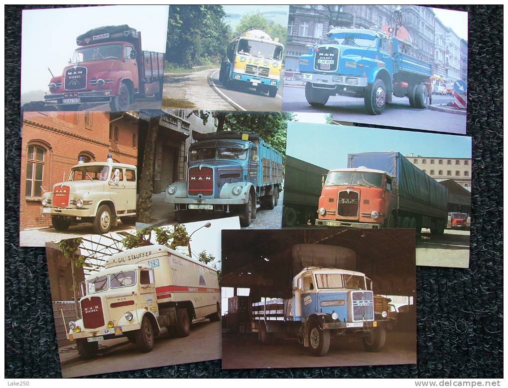 SERIE DA 8 CARTOLINE CAMION  MAN Periodo 1937/1968 - Trucks, Vans &  Lorries