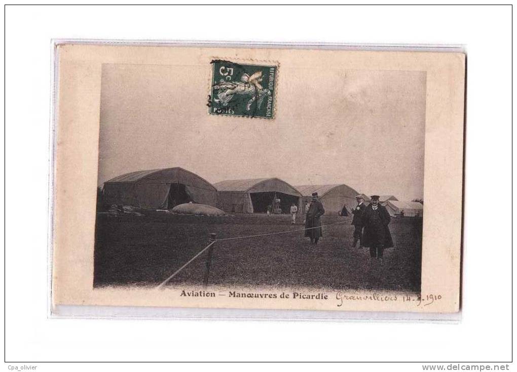 60 GRANDVILLIERS Aviation, Manoeuvres De Picardie, Hangars, Ed ?, 1910 *** A VERIFIER *** - Grandvilliers