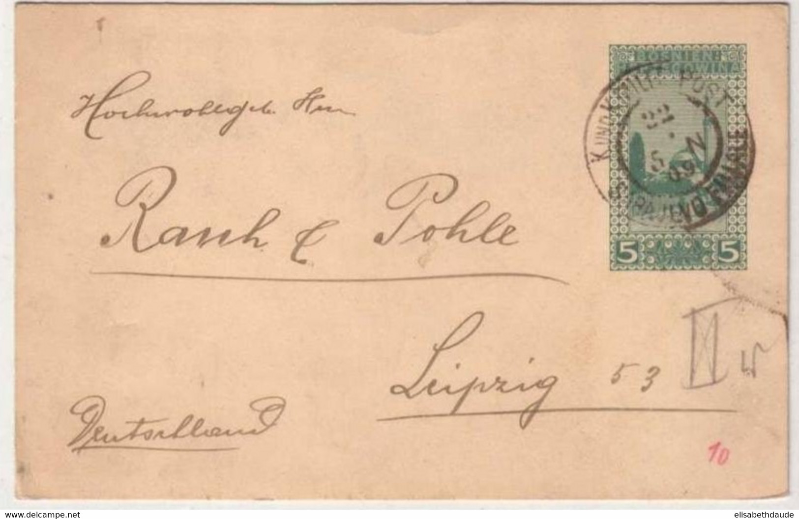 BOSNIE - OCCUPATION AUTRICHIENNE - 1909 - CARTE ENTIER POSTAL - POSTE MILITAIRE De SARAJEVO (K Und K Militär Post) - Bosnien-Herzegowina