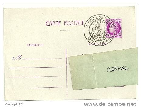 CHEVAL + POSTE ANCIENNE = 42 SAINT ETIENNE 1945 = CACHET JOURNÉE Du TIMBRE Illustré D´un Cavalier / - Chevaux