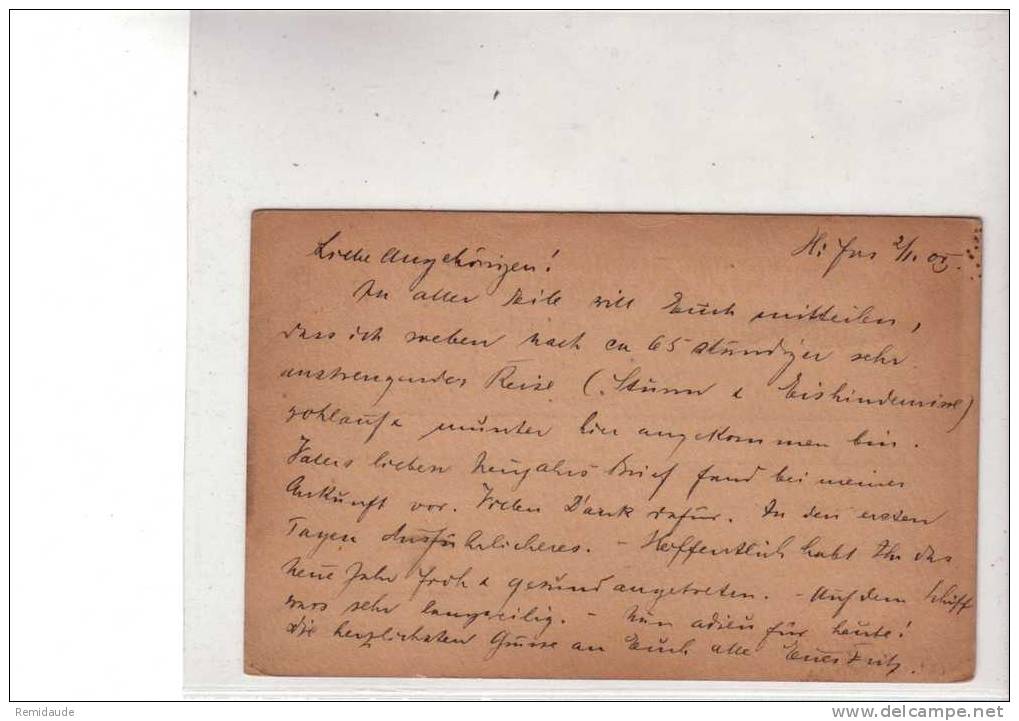 1905 - CARTE POSTALE ENTIER DE RUSSIE UTILISEE à HELSINKI En FINLANDE - - Enteros Postales