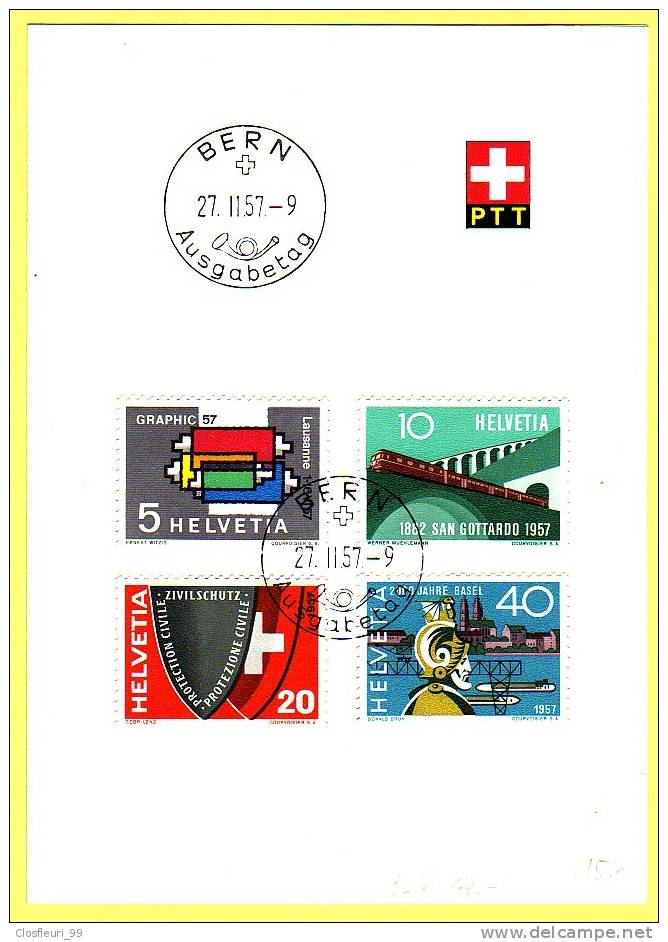 Série De 1947 Sur Feuillet PTT Suisse, FDC / Cote 40,00 / Zumst. 328-331, Mi 637-640 - Storia Postale