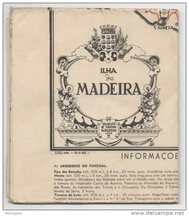 MADEIRA: Tourist Map 1952 - Pasta #1 - Cartes Routières