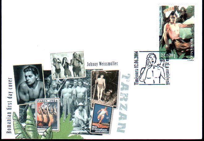 COVER FDC  2004 Tarzan Acteur J.Weismuller Film ROMANIA. - Cinema