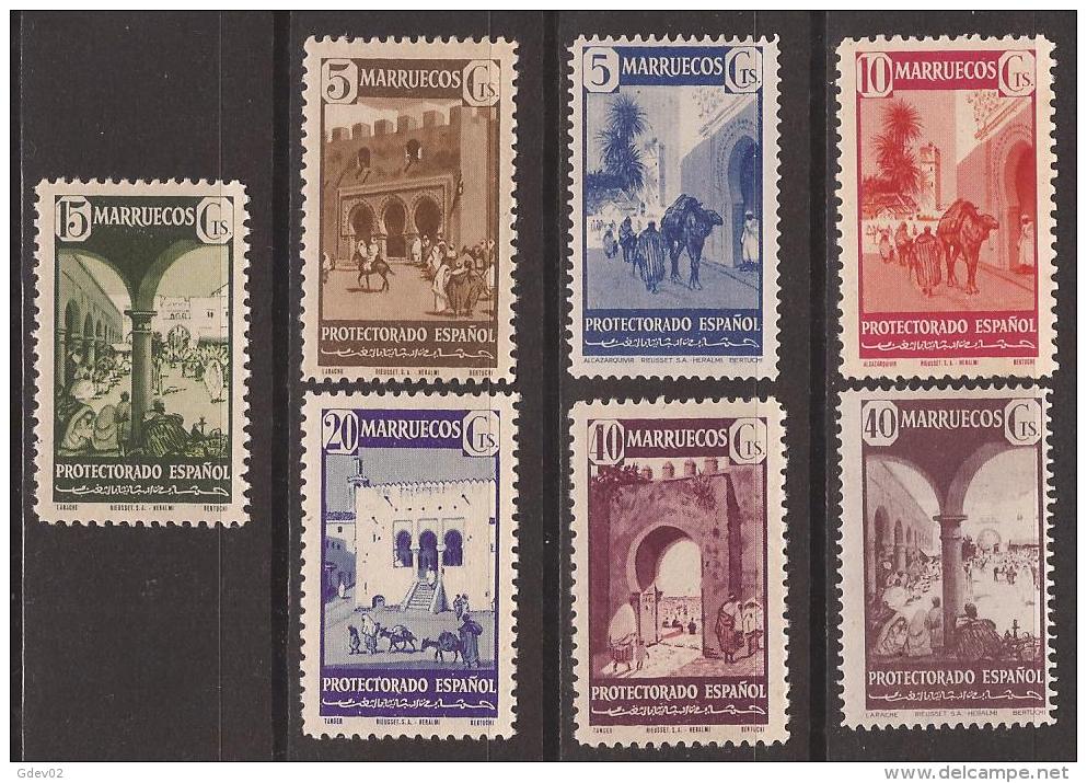 MA234-L3569TAMB.Marruecos  Maroc Marocco MARRUECOS ESPAÑOL TIPOS DIVERSOS 1941 ( Ed. 234/40**) Sin Charnela - Burros Y Asnos