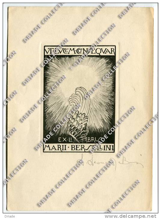EX LIBRIS L. LEONARDI BUSI MARII BERSELLINI ANNO 1938 CON AUTOGRAFO - Exlibris