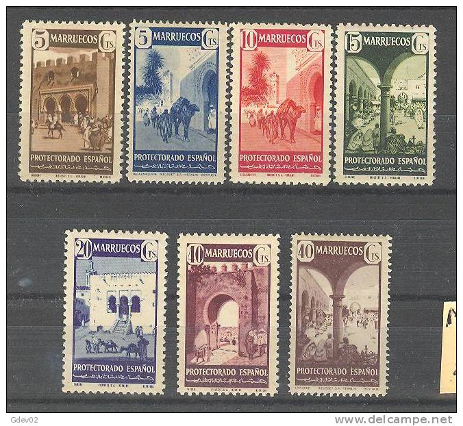 MA234CF-L2612TAMB. Marruecos .Maroc. Marocco.MARRUECOS  ESPAÑOL TIPOS DIVERSOS 1941.(Ed.234/40*) Con    Charnela.LUJO - Donkeys