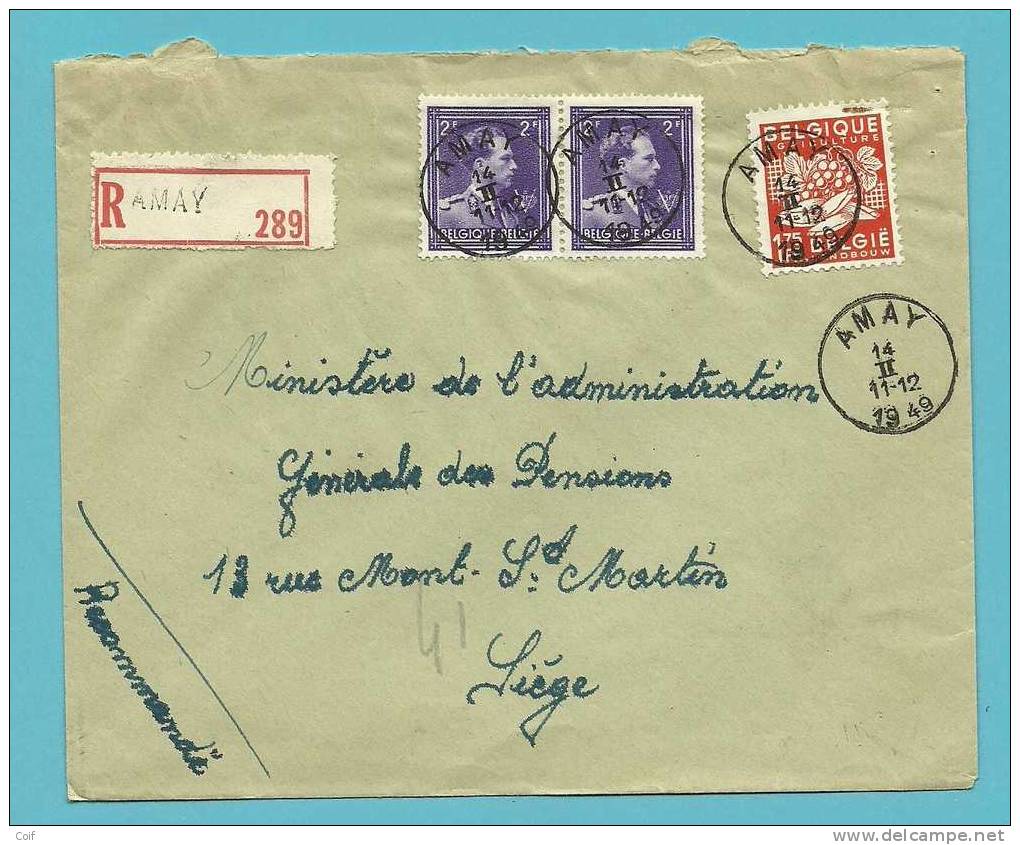 763+693 Op Brief Aangetekend Met Cirkelstempel AMAY  (VK) - 1948 Exportation