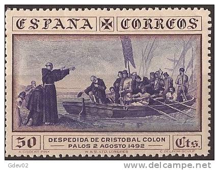 ES542-LA236TCC. España Spain. Espagne .DESCUBRIMIENTO DE AMERICA 1930 (Ed 542*).leve Charnela MAGNIFICOS - Christopher Columbus