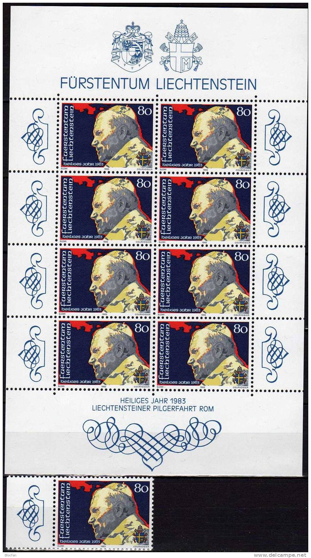 Johannes Paul II. Heiliger Vater In Rom 1983 Liechtenstein 830 Plus 8-Kleinbogen ** 17€ Papst M/s Sheetlet Bf Fürstentum - Blocks & Sheetlets & Panes