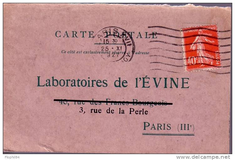 SEMEUSE-N°194 SEUL SUR CARTE POSTALE PUBLICITAIRE LABORATOIRE DE L'EVINE POUDRE GYNECOLOGIQUE. - 1877-1920: Période Semi Moderne