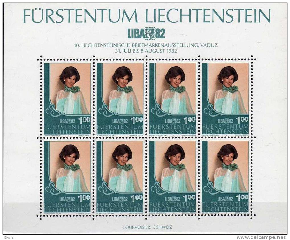 Ausstellung LIBA 1982 Liechtenstein 797/8+ 8-Kleinbogen ** 24€ Erb-Prinz Adam Prinzessin Marie Sheetlet From Fürstentum - Blocks & Sheetlets & Panes