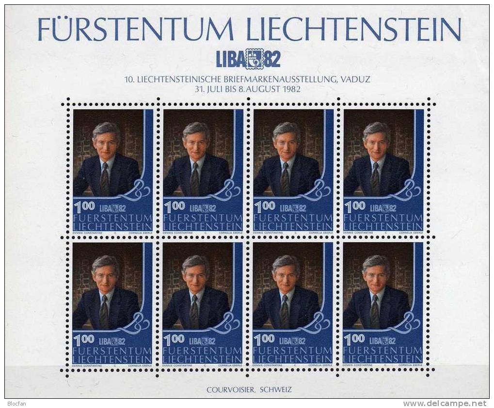 Ausstellung LIBA 1982 Liechtenstein 797/8+ 8-Kleinbogen ** 24€ Erb-Prinz Adam Prinzessin Marie Sheetlet From Fürstentum - Blocks & Sheetlets & Panes