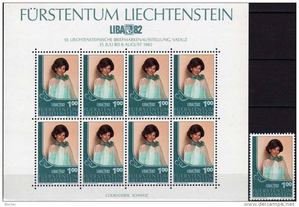 Ausstellung LIBA 1982 Liechtenstein 797/8+ 8-Kleinbogen ** 24€ Erb-Prinz Adam Prinzessin Marie sheetlet from Fürstentum