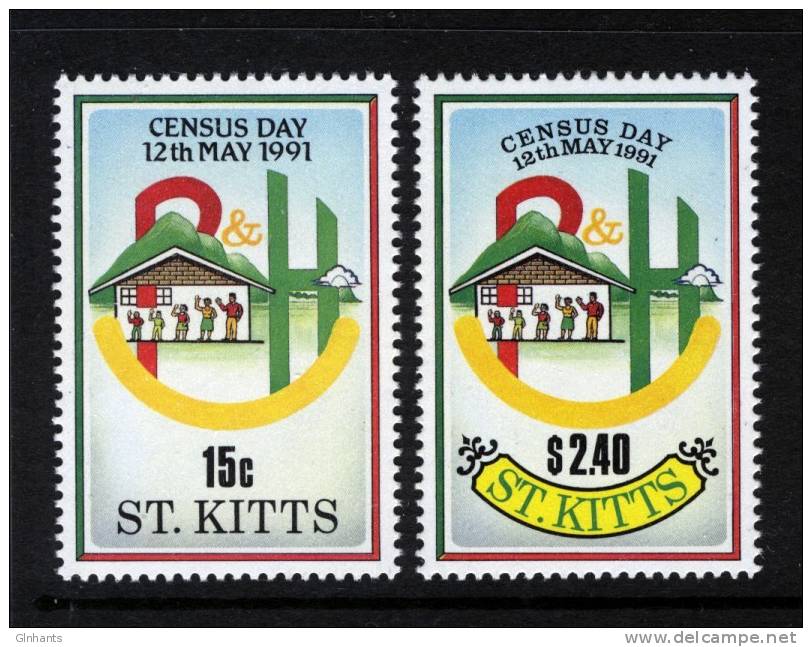 St KITTS - 1991 CENSUS DAY SET (2V) FINE MNH ** - St.Kitts-et-Nevis ( 1983-...)
