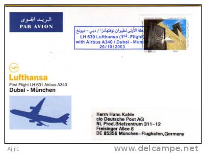 Premier Vol DUBAI-MUNICH. Allemagne  Airbus A340.  26 Oct. 2003 - Dubai