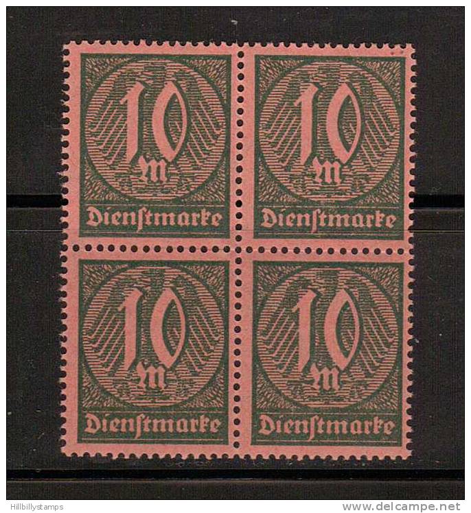 Germany No 018 Mnh 1920 Block Of Four - Dienstmarken